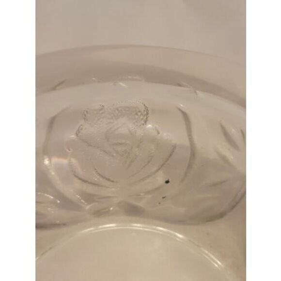 KIG Indonesia Pressed Heavy Glass Rose Pattern Vintqge Ashtray 4 Rest 6" - Picture 5 of 12